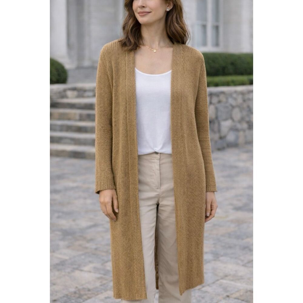 Joseph A tan knit open duster cardigan size M